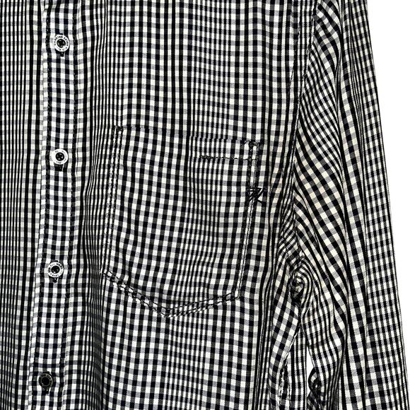 7 for All Mankind Button Down Shirt, Plaid, Long Sleeve, Black White Mens S NWOT - Picture 6 of 9
